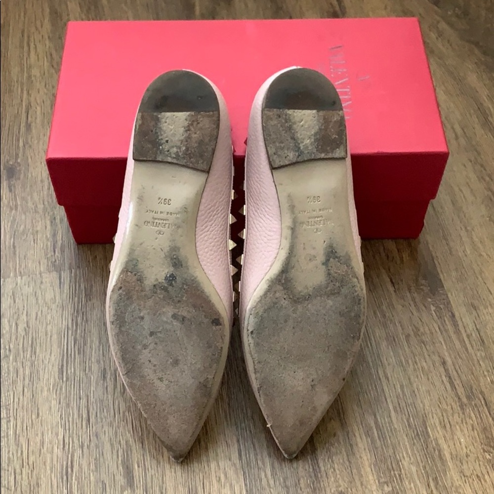 Valentino Rockstud Ballerina Flat Rose Leather - Picture 3 of 7